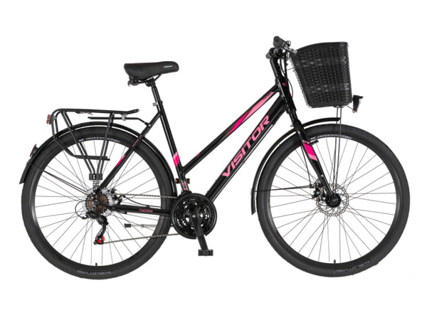 Bicikl city visitor crx city 28" alu 21" disk dupl 18 brzina 167-192cm (l/xl) crno roze perla uv sja