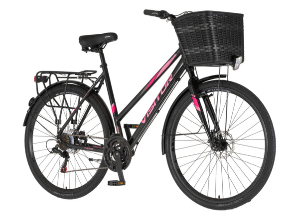 Bicikl city visitor crx city 28" alu 21" disk dupl 18 brzina 167-192cm (l/xl) crno roze perla uv sja