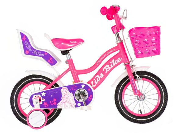 Bicikl x-kids princess flower 12" celik 7"  v-brake 1 s 95-115cm (12") roze
