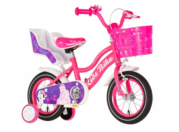 Bicikl x-kids princess flower 12" celik 7"  v-brake 1 s 95-115cm (12") roze