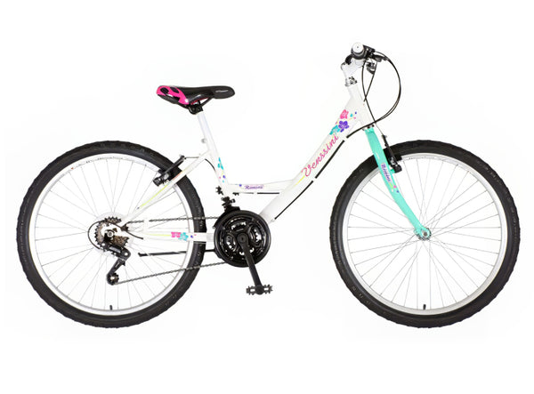 Bicikl junior 24 venssini parma 24" 13" v-brake  18 brzina 132-155cm (xs) belo tirkiz perla