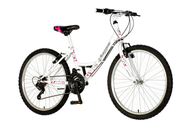 Bicikl junior 24 venssini parma 24" 13" v-brake  18 brzina 132-155cm (xs) belo roze perla uv sjaj