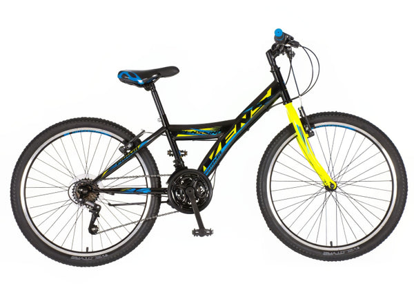 Bicikl junior 24 venssini parma 24" 13" v-brake  18 brzina 132-155cm (xs) crno neon žuti uv