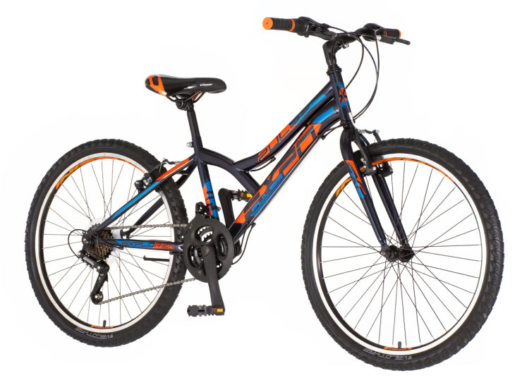Bicikl junior 24 explorer spy 24" 13" v-brake  18 brzina 132-155cm (xs) crno narandžasti