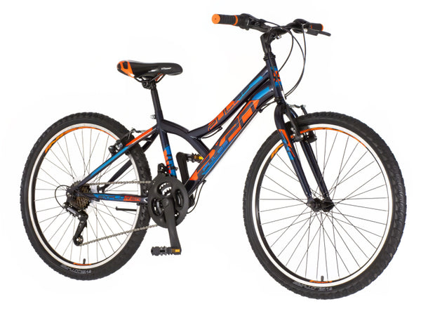 Bicikl junior 24 explorer spy 24" 13" v-brake  18 brzina 132-155cm (xs) crno narandžasti