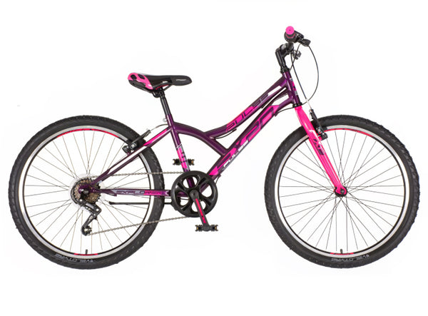 Bicikl junior 24 explorer spy 24" 13" v-brake 6 brzina 132-155cm (xs) ljubičasti