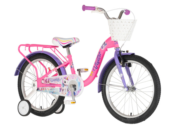 Bicikl kids visitor unicorn 20" 10" v-brake  kontra 115-135cm (20") roze uv sjaj