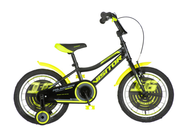 Bicikl kids visitor ranger 16" 9" v-brake  kontra 105-125cm (16") crno žuti polu mat