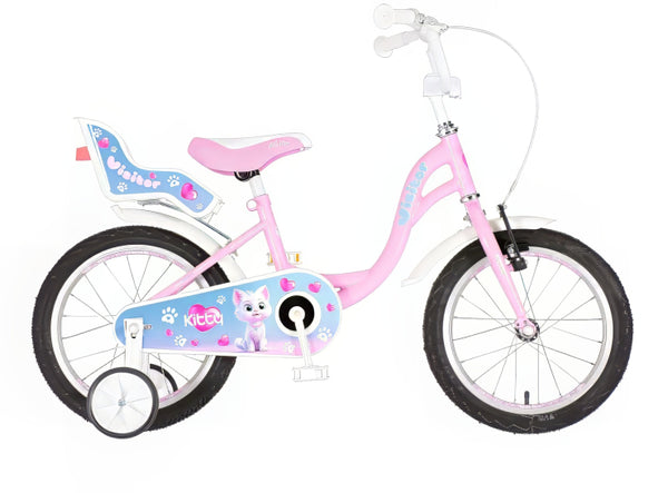 Bicikl kids visitor kitty 16" 9" v-brake  kontra 105-125cm (16") roze
