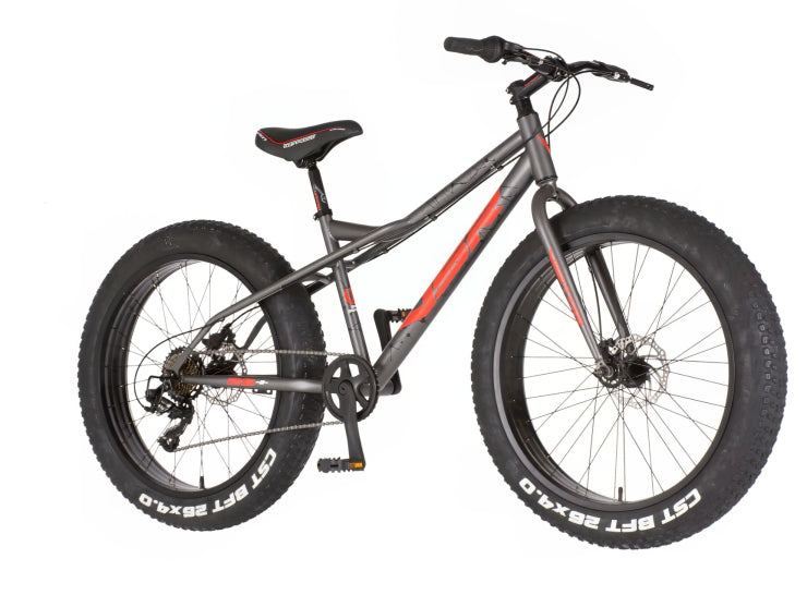 Bicikl fatbike visitor fat bike 26" 16" prednji i zadnji disk 7 brzina 158-175cm (m) sivo crveni