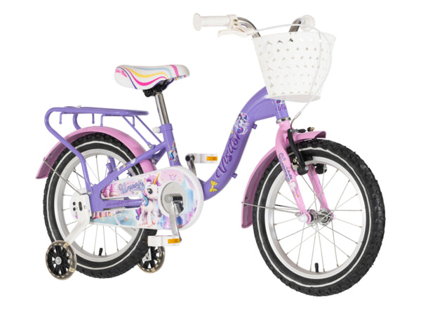 Bicikl kids visitor unicorn 16" 9" v-brake kontra 105-125cm (16") ljubičasti