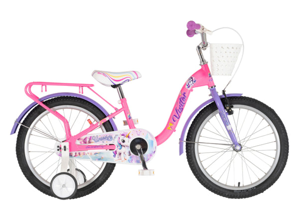Bicikl kids visitor unicorn 20" 10" v-brake  kontra 115-135cm (20") roze uv sjaj