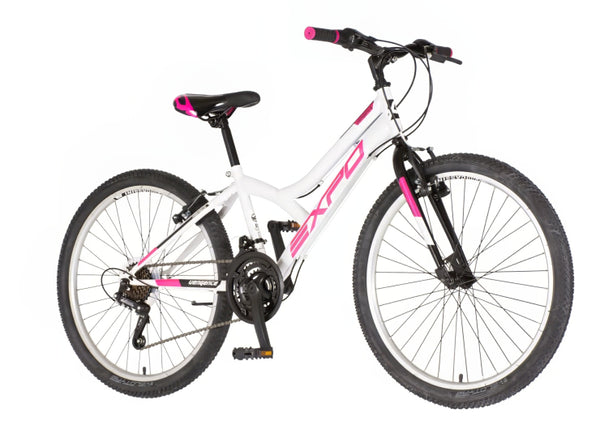 Bicikl junior 24 explorer spy 24" 13" v-brake  18 brzina 132-155cm (xs) belo roze perla uv sjaj