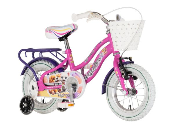 Bicikl kids visitor best friend 12" 8" v-brake  kontra 95-115cm (12") roze neon uv sjaj
