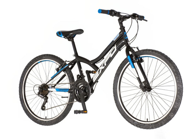 Bicikl junior 24 explorer spy 24" 13" v-brake 18 brzina 132-155cm (xs) crno plavi sjaj uv