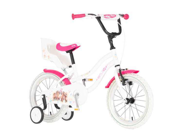 Bicikl kids visitor dog 16" 9" v-brake  kontra 105-125cm (16") belo roze perla
