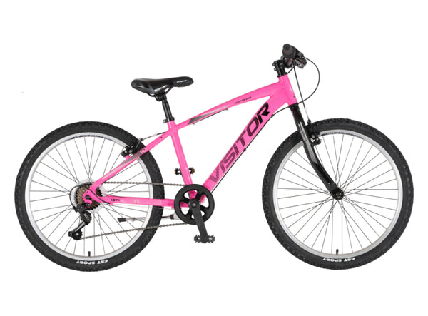 Bicikl junior 24 visitor fox roll alu 24" tvrda alu 14" v-brake  7 brzina 132-155cm (xs) roze neon u