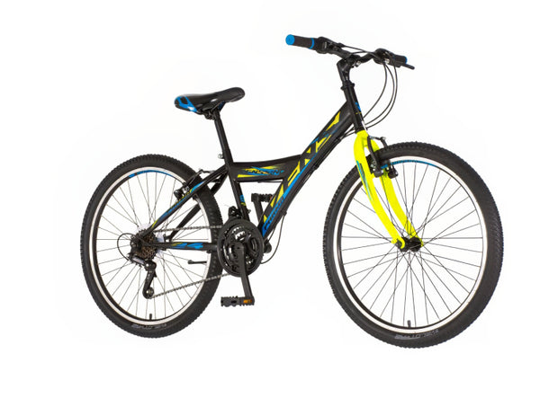 Bicikl junior 24 venssini parma 24" 13" v-brake  18 brzina 132-155cm (xs) crno neon žuti uv